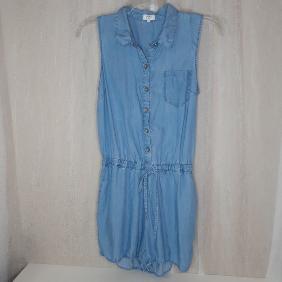 crown & ivy Other - Crown & Ivy Light Blue Sleeveless chambray Romper